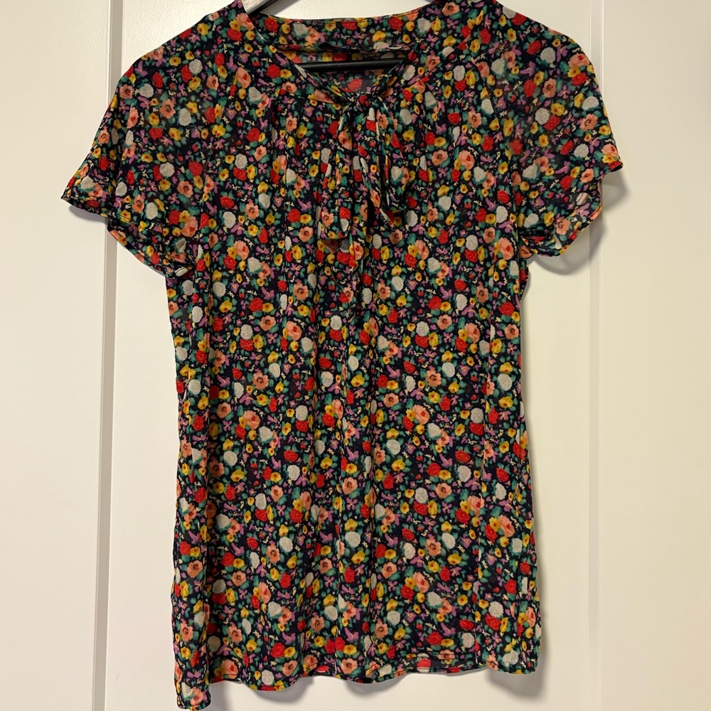 Mesh Blouse with Tie Neck from Italy